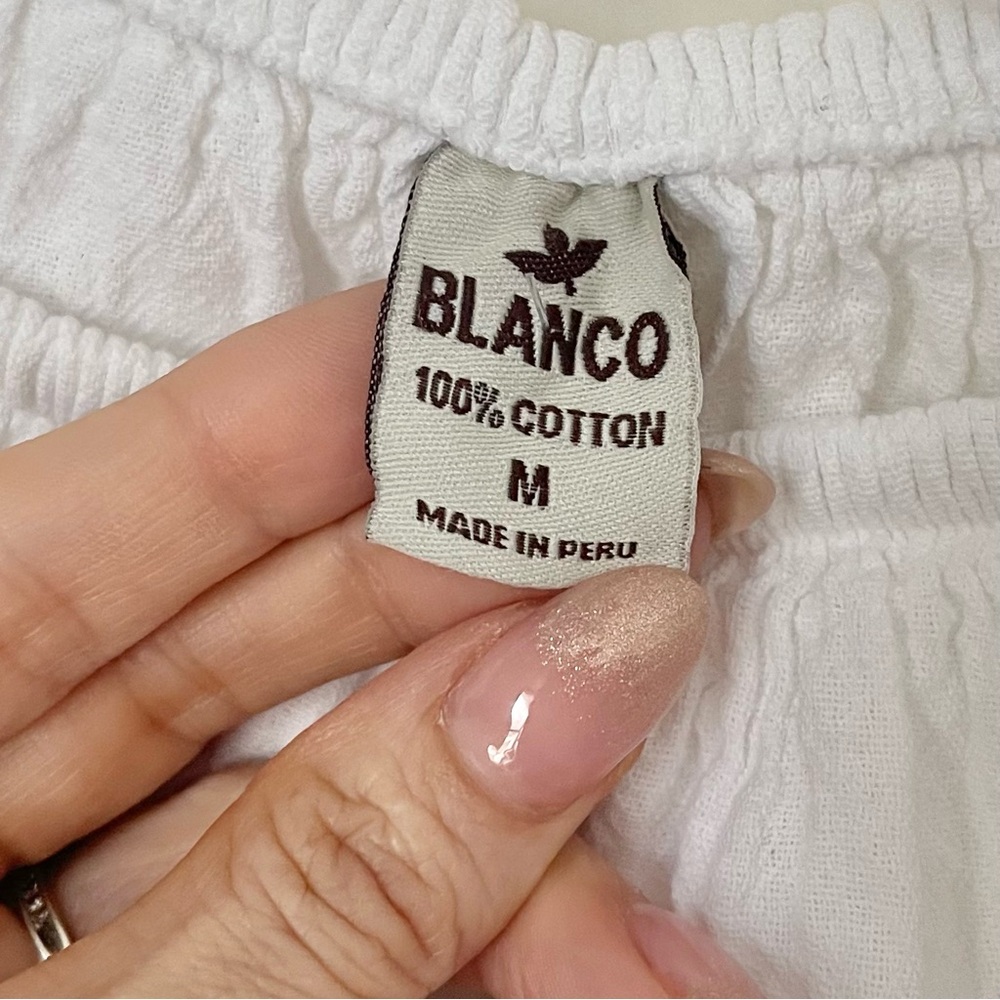 Blanco by Nature 100% Peruvian Cotton Taylor Sun Dress Medium White Beach Boho - Picture 5 of 11